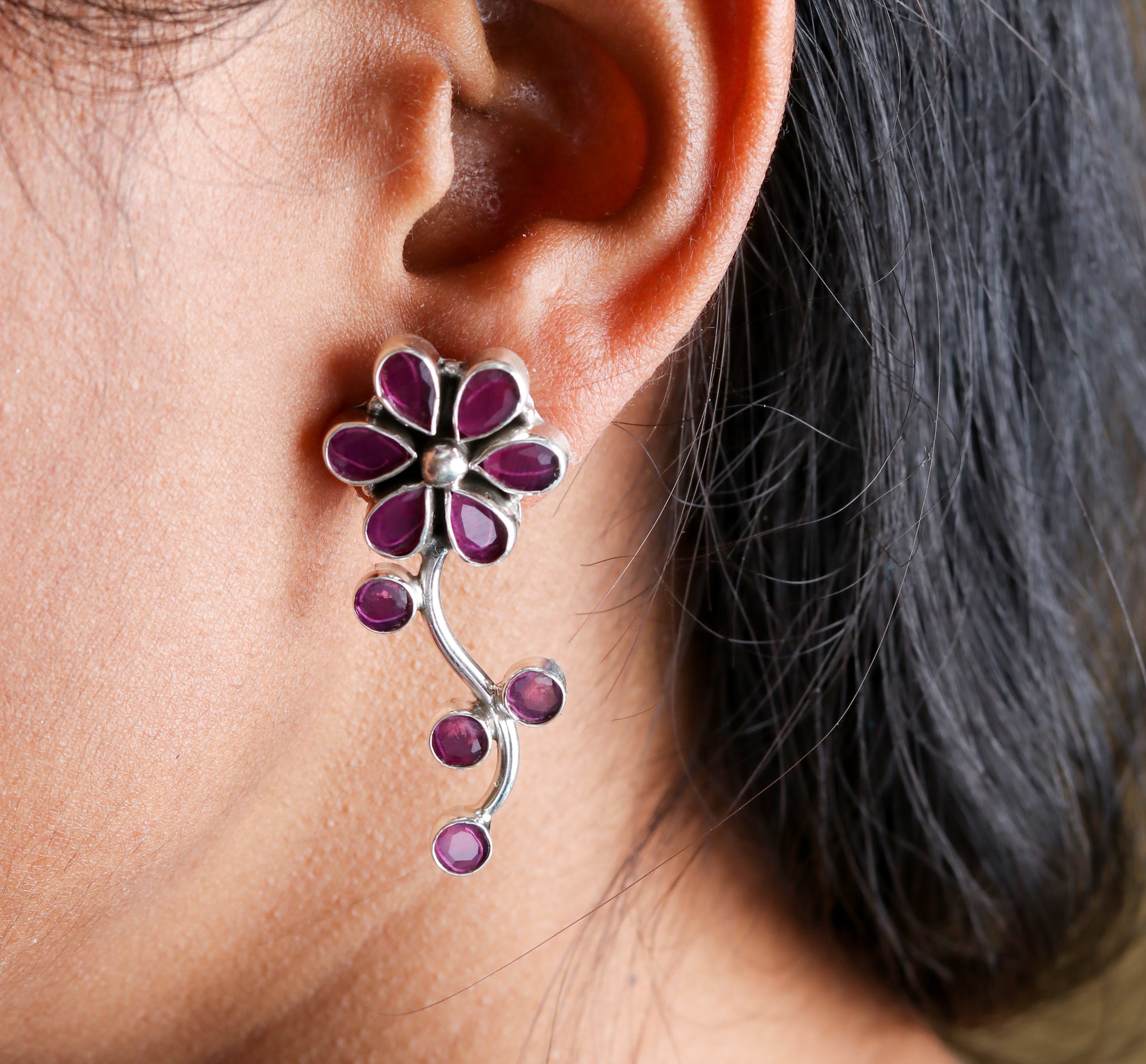 Floral Ruby Earrings