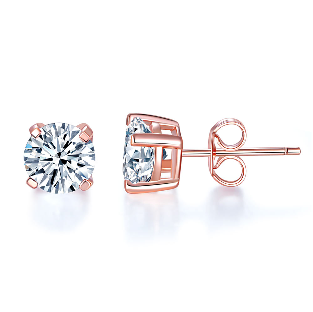 1 Carat Created Diamond Stud Earrings 925 Sterling Silver Rose Gold Plated  XFE8151