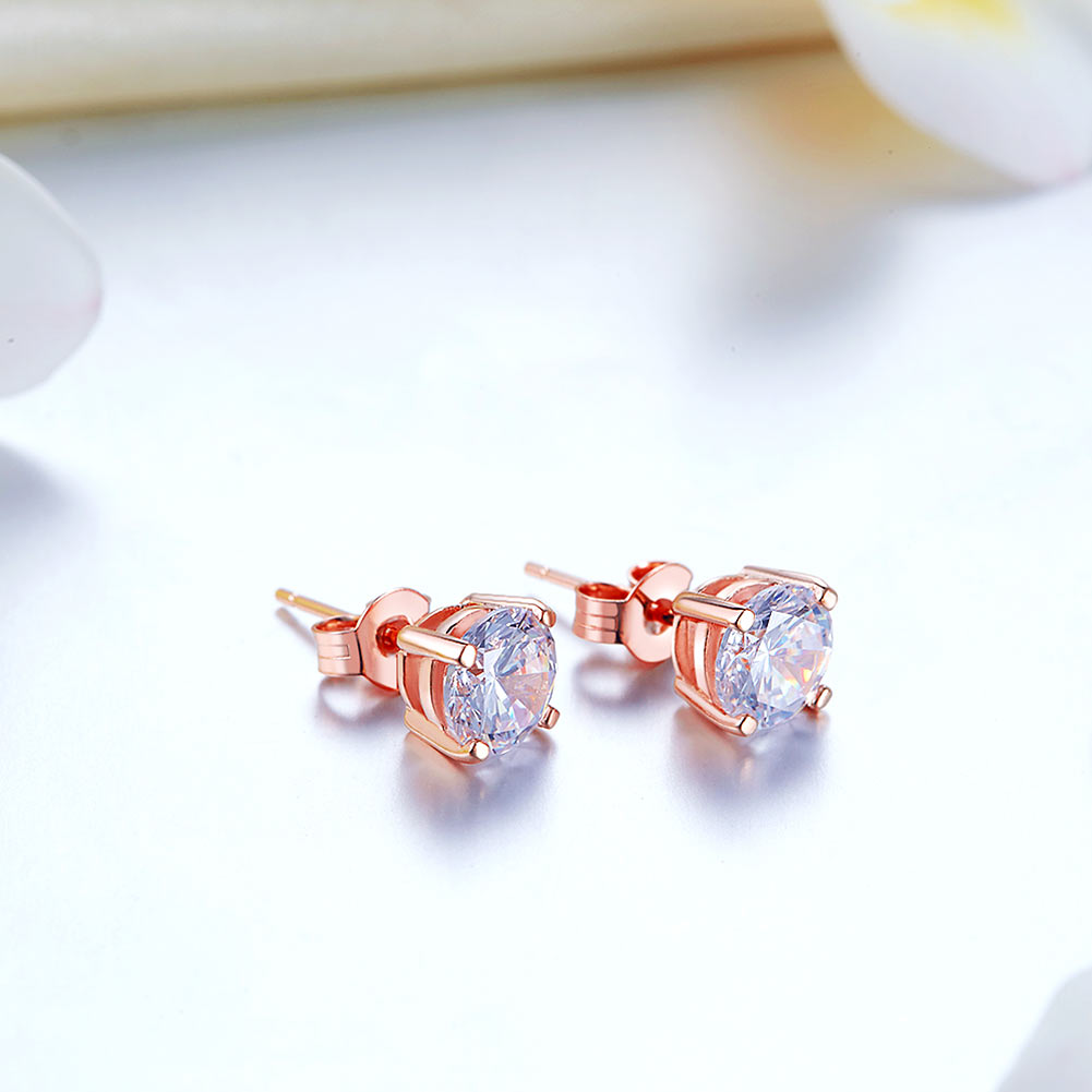 1 Carat Created Diamond Stud Earrings 925 Sterling Silver Rose Gold Plated  XFE8151