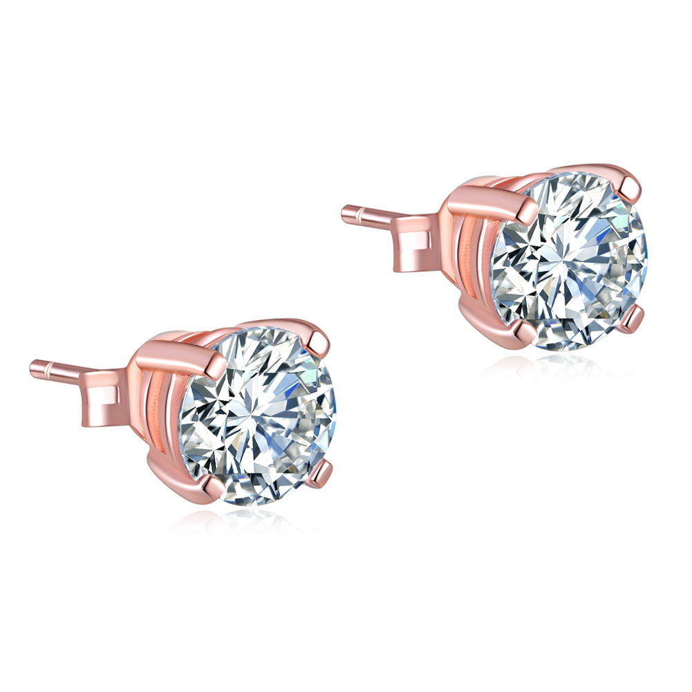 1 Carat Created Diamond Stud Earrings 925 Sterling Silver Rose Gold Plated  XFE8151