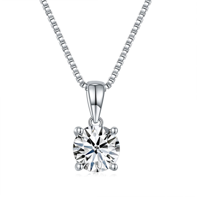 1 Carat Moissanite Diamond Pendant Necklace 925 Sterling Silver MFN8140