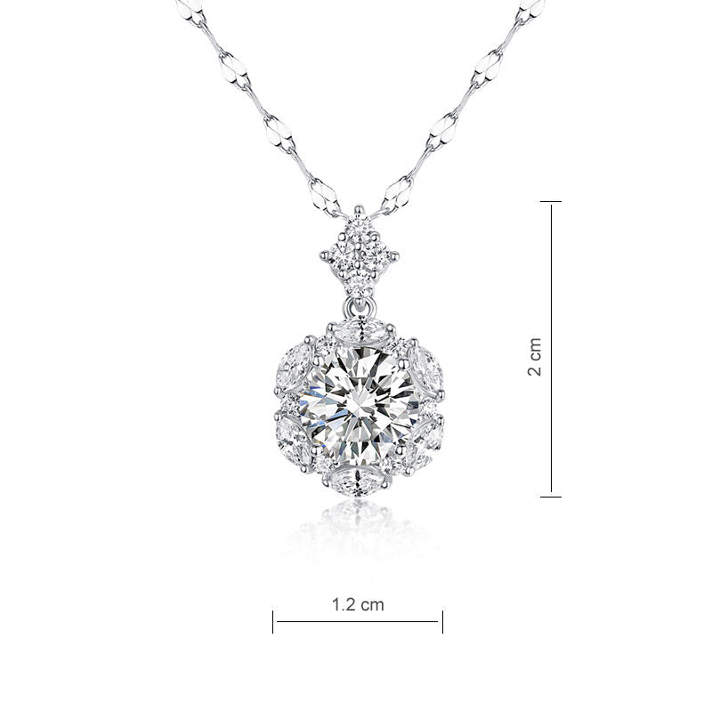2 Carats Moissanite Diamond Flower Pendant Necklace 925 Sterling Silver MFN8156