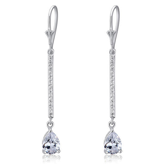 1 Carat Pear Cut Created Diamond  925 Sterling Silver Dangle Earrings XFE8025