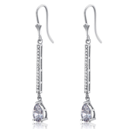 1 Carat Pear Cut Created Diamond  925 Sterling Silver Dangle Earrings XFE8025