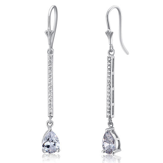 1 Carat Pear Cut Created Diamond  925 Sterling Silver Dangle Earrings XFE8025