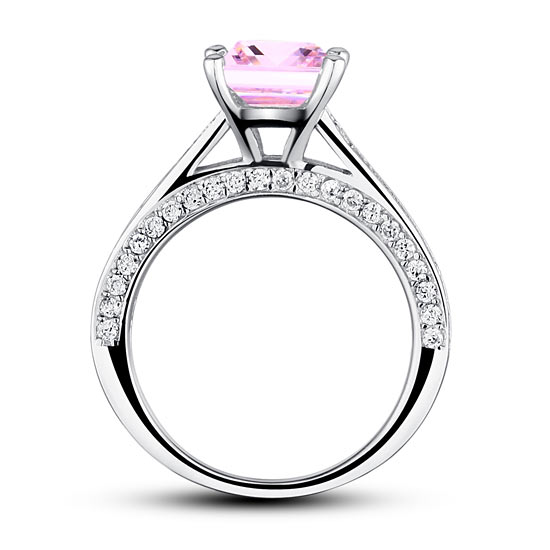 1.5 Carat Princess Cut Fancy Pink Created Diamond 925 Sterling Silver Wedding Engagement Ring XFR8195