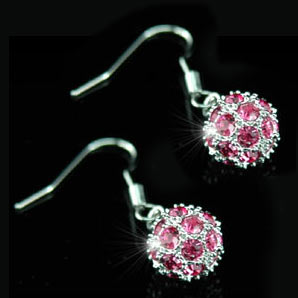 Dangle Pink Ball Earrings use Austrian Crystal XE026